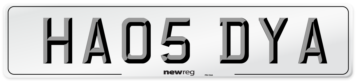 HA05 DYA Number Plate from New Reg